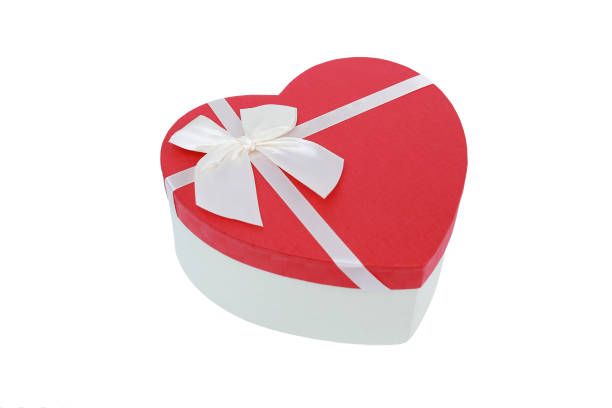 istock Red heart gift box for Valentine festive isolated on white background. 1015891294