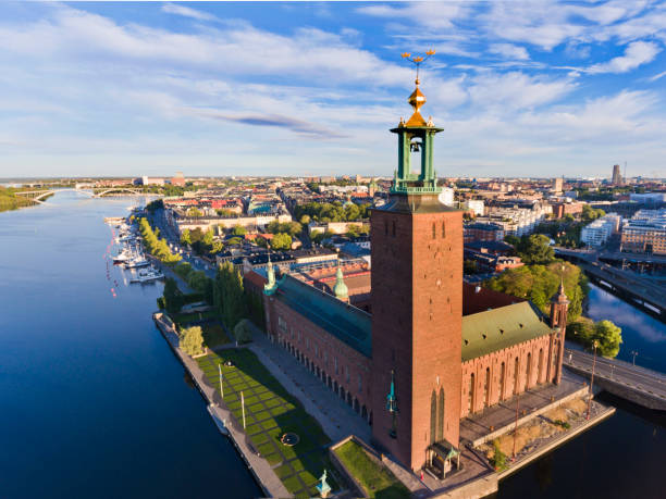 istock Aerial view over Stockholm Town Hall 1015894862