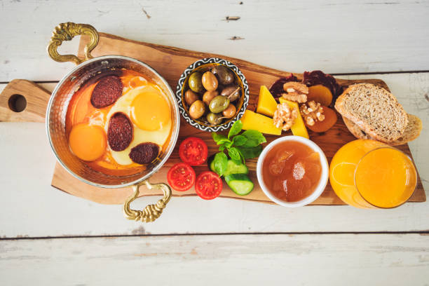 istock Delicious traditional turkish breakfast on cutting board 1015904580