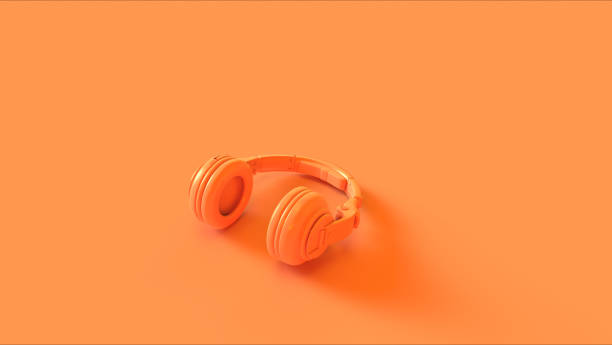Hi-Fi headphones and computer in a home-studio audio recording and producing