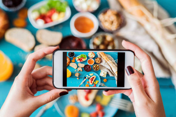 istock Woman taking a photo of breakfast table 1015913676