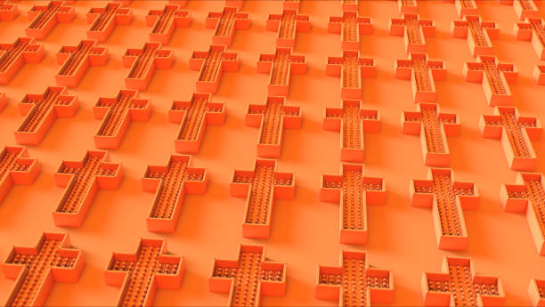 istock Orange Modern Christian Cross Grid Concept 1015925898
