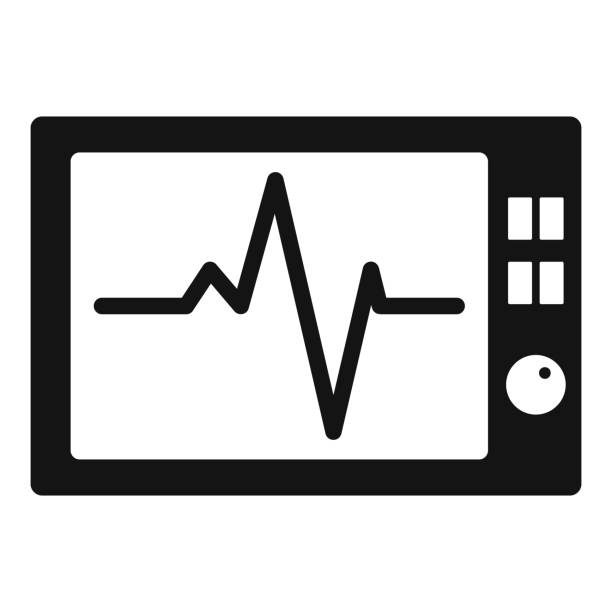 illustrazioni stock, clip art, cartoni animati e icone di tendenza di icona ekg, stile semplice - pulse trace computer monitor eeg equipment