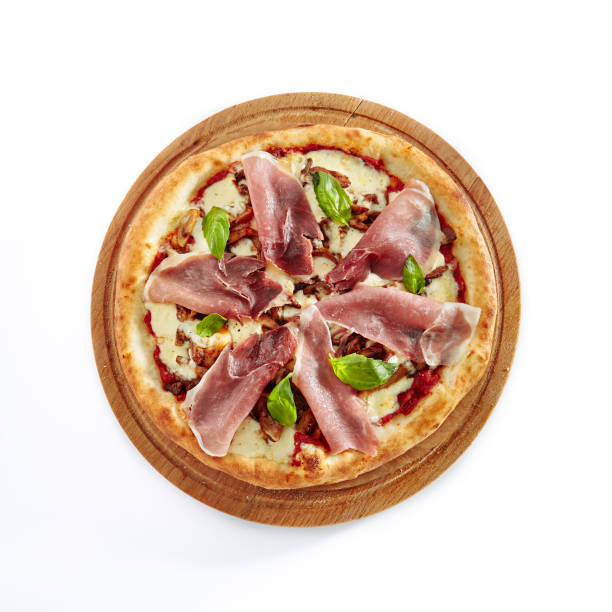 istock Pizza with Parma Ham Isolated on White Background 1015942320