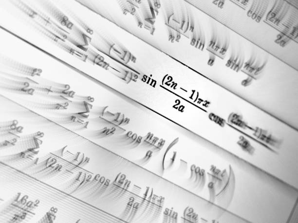 istock Large number of mathematical formulas focus on a white background 1015943168