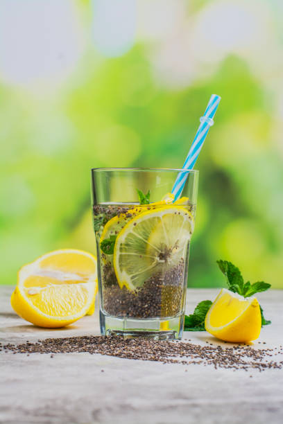 istock Chia fresca drink with lemon and mint 1015958478