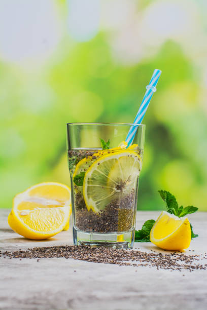 istock Chia fresca drink with lemon and mint 1015961362