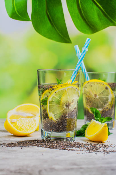 istock Chia fresca drink with lemon and mint 1015961758