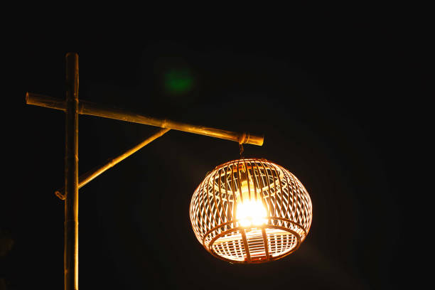 Street bamboo lantern on dark night