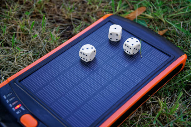 istock Solar electrical power generator pure energy, dice on it 1015989244