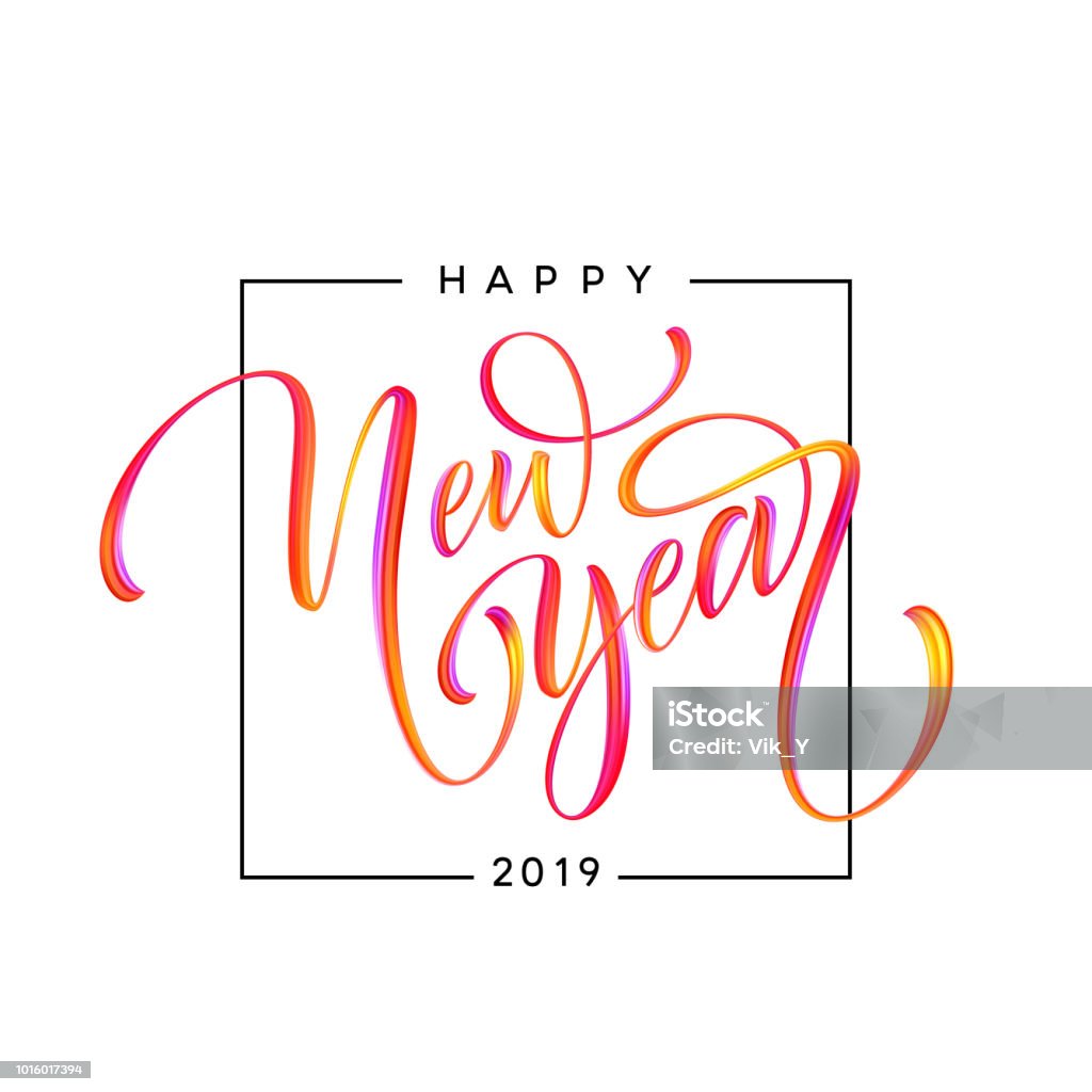 2019 New Year of a colorful brushstroke oil or acrylic paint design element. Vector illustration 2019 New Year of a colorful brushstroke oil or acrylic paint design element. Vector illustration EPS10 New Year's Eve stock vector