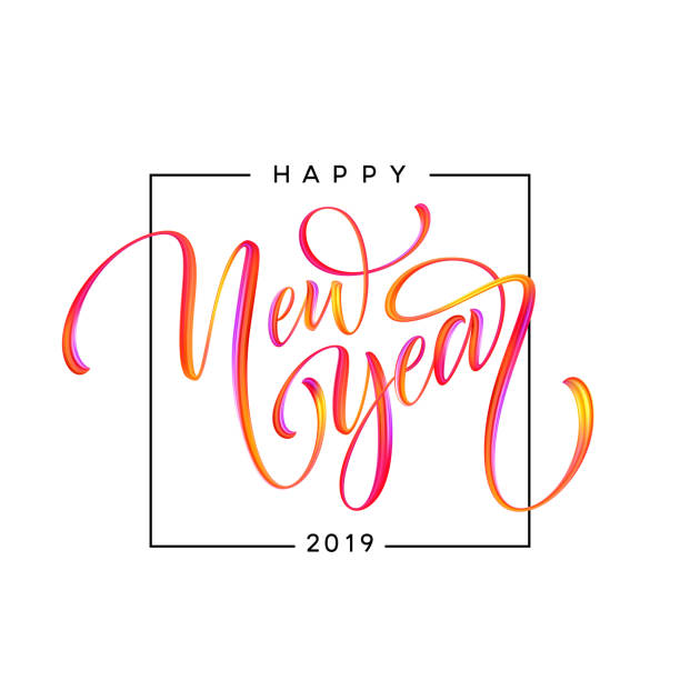 2019 New Year of a colorful brushstroke oil or acrylic paint design element. Vector illustration 2019 New Year of a colorful brushstroke oil or acrylic paint design element. Vector illustration EPS10 new year's eve 2019 stock illustrations