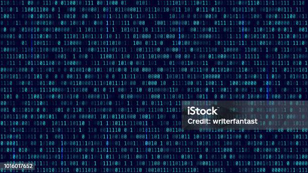 Matrix Background With Blue Light Binary Computer Code Vector ...
