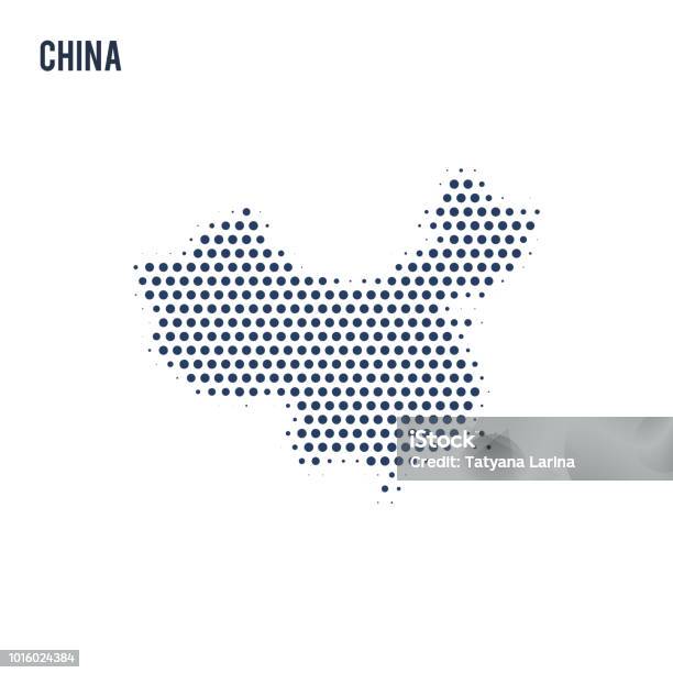 Dotted Map Of China Isolated On White Background Stock Illustration