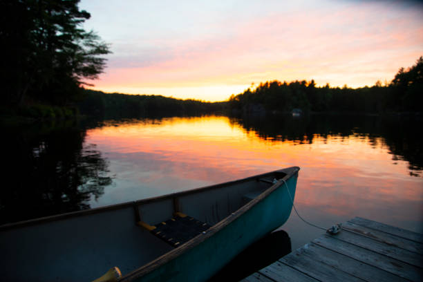 istock Canoe at dawn on a northern lake 1016031534