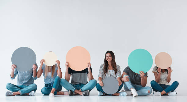 istock Group of young people on white background 1016048342