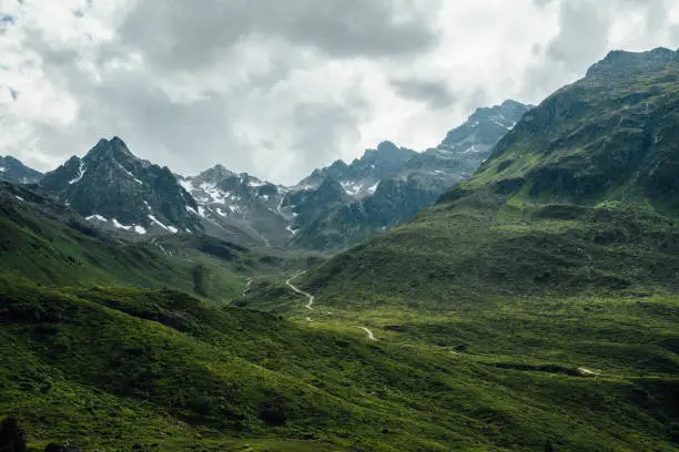 Silvretta Alps on a cloudy summer day, Austria.