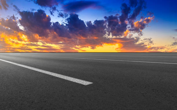 istock Asphalt road with sky clouds landscape 1016070872