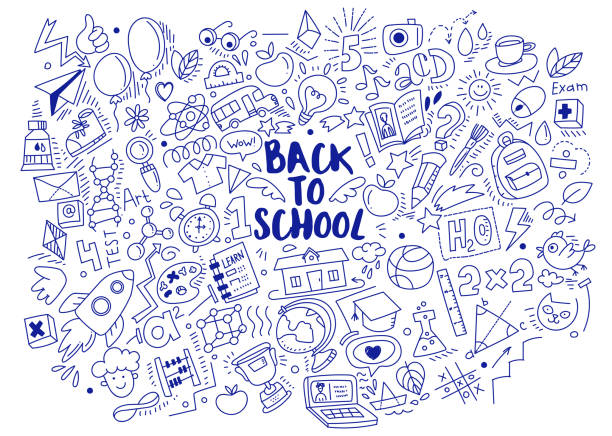 Hand-drawn back to school background vector art illustration