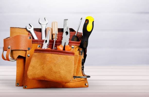 Background. Tool belt with tools on desk work tool stock pictures, royalty-free photos & images