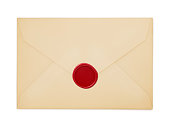 Vintage Envelope with Red Wax Seal Stamp