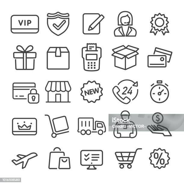 Shopping And Shipping Icons Smart Line Series Stock Illustration - Download Image Now - Point Of Sale, Icon Symbol, Store