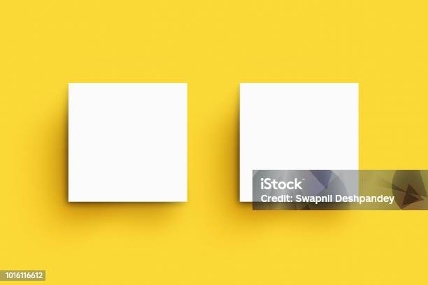 Square Business Card Mockup Template Stock Photo - Download Image Now - Business Card, Square - Composition, Template