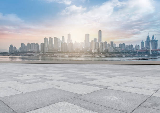 istock Chongqing city skyscrapers with empty square floor tiles 1016116674