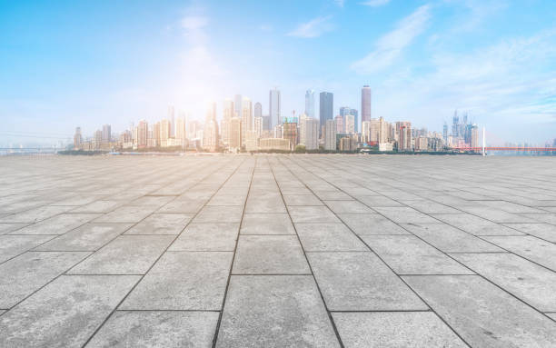 istock Chongqing city skyscrapers with empty square floor tiles 1016120080