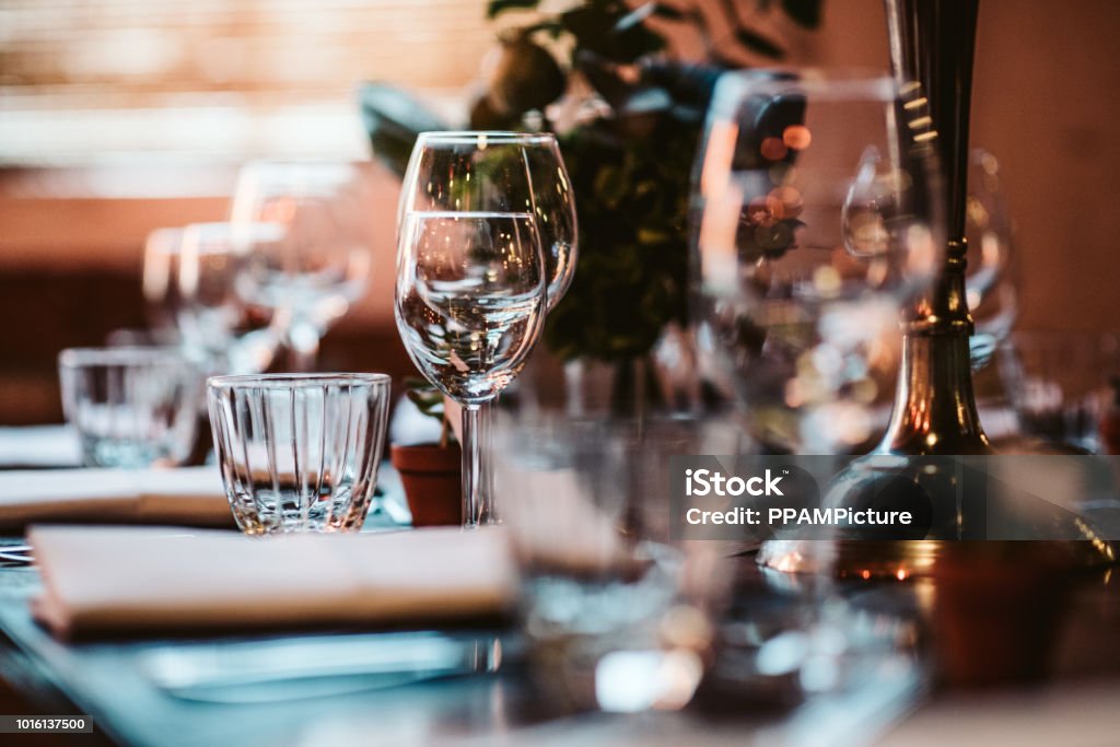Wedding dinner table Restaurant Stock Photo