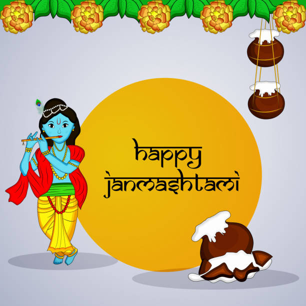 Illustration Of Background For The Occasion Of Hindu Festival Janmashtami  Stock Illustration - Download Image Now - iStock