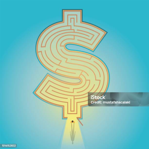 Dollar Labyrinthe Vecteurs libres de droits et plus d'images vectorielles de Labyrinthe - Labyrinthe, Monnaie, Symbole du dollar