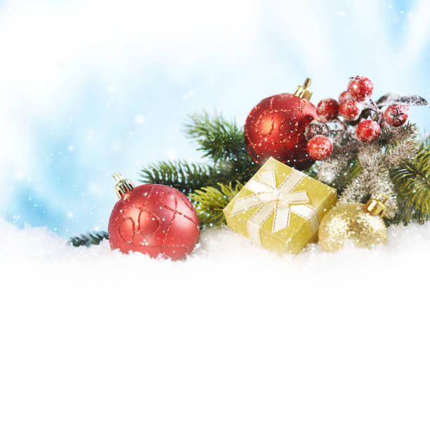istock Christmas background with branch and ornaments 1016161050
