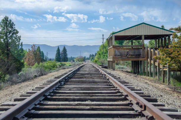 istock Rural Mountain Railroad Platform Waiting for Train and Passengers 1016168928