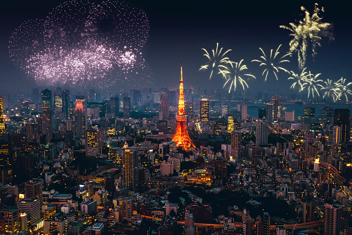 Tokyo skyline on New Year's day