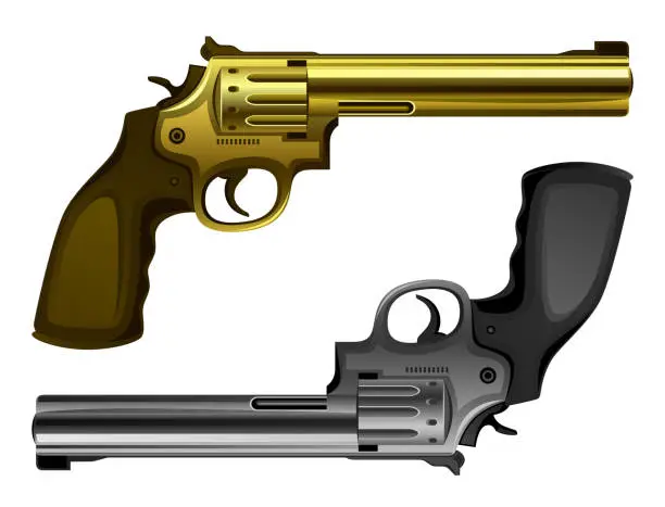 Vector illustration of Revolver gold and silver
