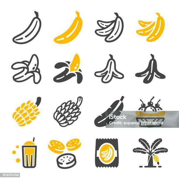 Banana Icon Stock Illustration - Download Image Now - Banana, Icon Symbol, Peel - Plant Part