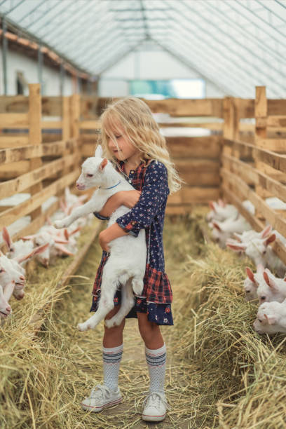 istock adorable kid hugging goat at farm 1016190256