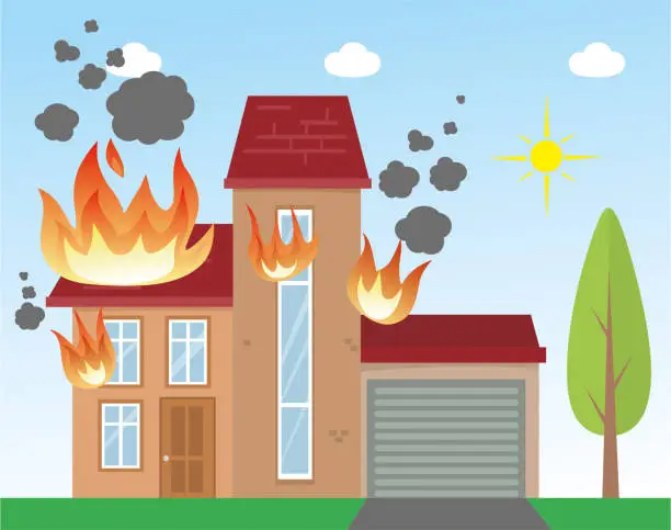 Vector illustration of House on fire