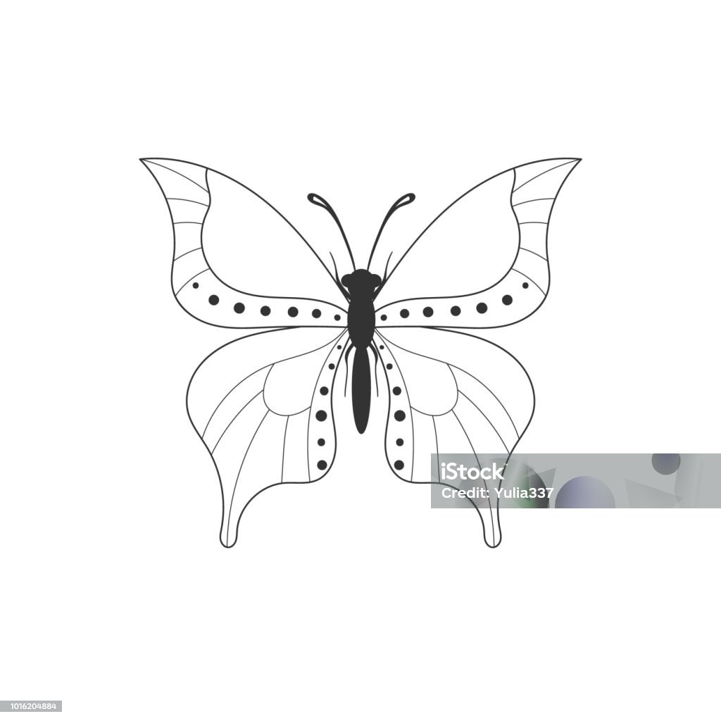 Abstract Butterfly Outline Icon Stock Illustration - Download ...