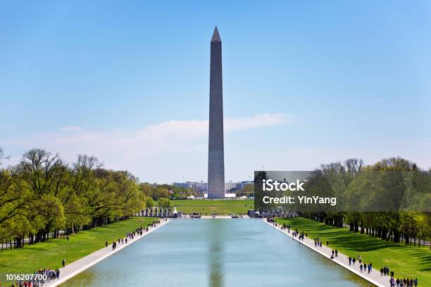 The Washington Monument In Washington Dc Stock Photo - Download Image Now - Washington Monument - Washington DC, Washington DC, Reflecting Pool