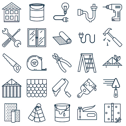 Home improvement thin line flat design icon. Cute simple icon with bold color