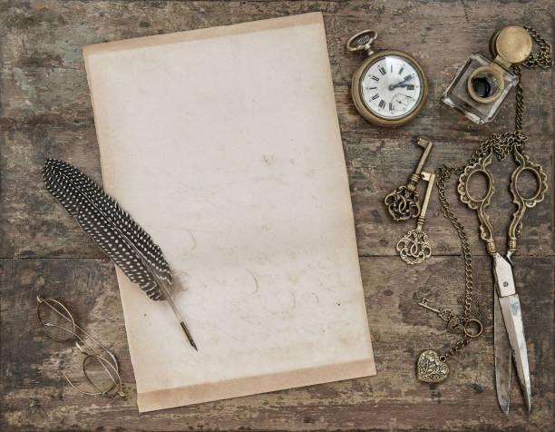 istock Vintage flat lay Letter paper antoque writing tools 1016226792