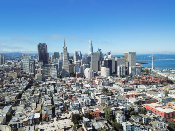 istock Top view downtown skyscrapers and Bay Bridge downtown San Francisco 1016226890