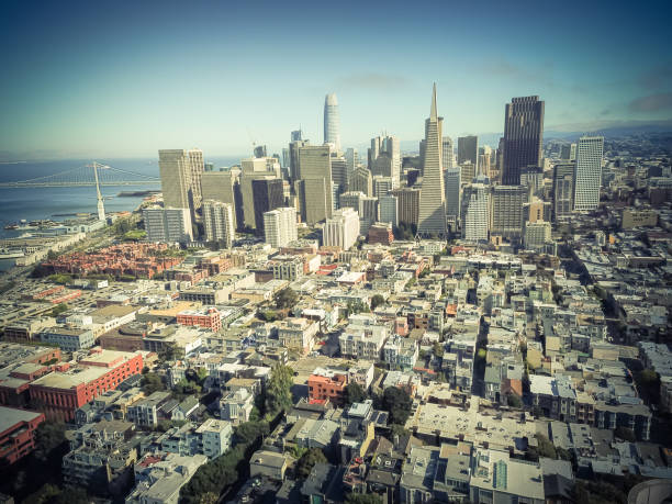 istock Top view downtown skyscrapers and Bay Bridge downtown San Francisco 1016227068