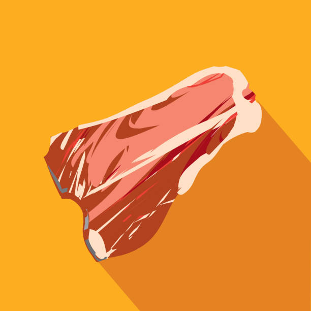 デリ肉カット t ボーン ステーキ シャドウとフラットなデザイン テーマのアイコン - steak meat t bone steak raw点のイラスト素材／クリップアート素材／マンガ素材／アイコン素材
