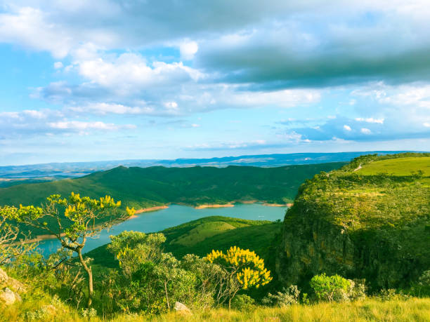 Hat Hill View of Furnas dam from top of Morro do Chapéu capitolio stock pictures, royalty-free photos & images