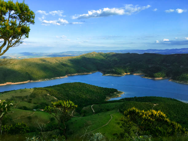 Hat Hill View of Furnas dam from top of Morro do Chapéu capitolio stock pictures, royalty-free photos & images