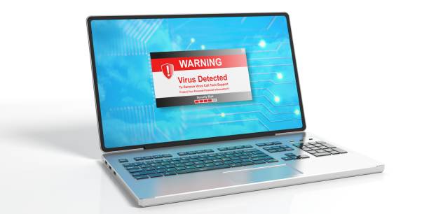 istock Virus alert on a laptop screen. 3d illustration 1016257314