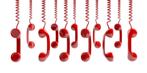 istock Old phone receivers on white background. 3d illustration 1016259658